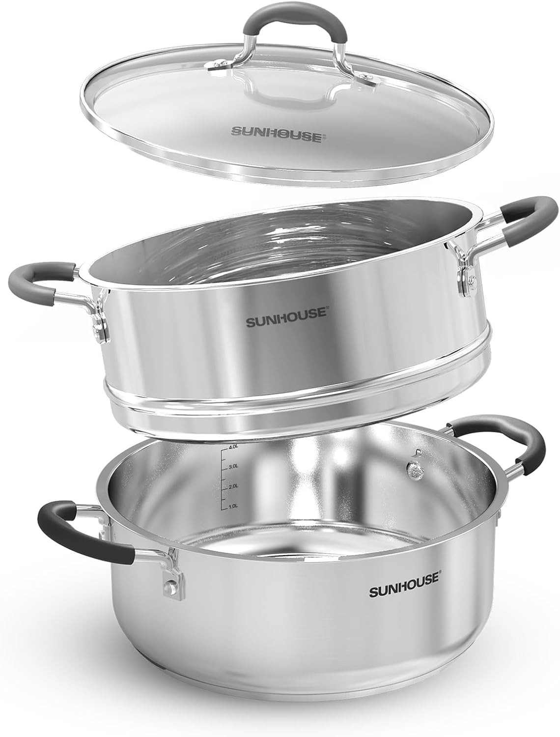 Sunhouse 4.6-quart steamer pot with lid for vegetables and dumplings.