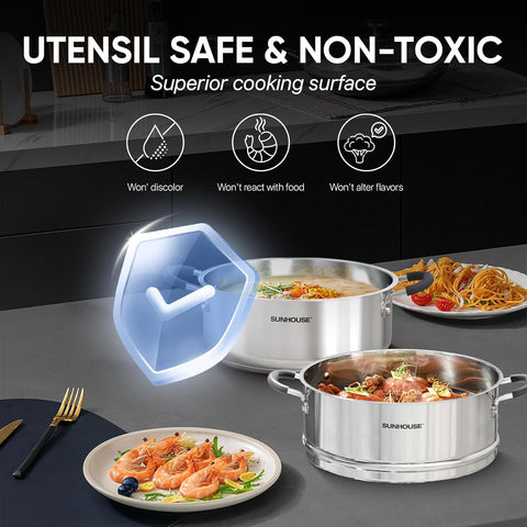 Sunhouse induction-base base works on all stovetops.