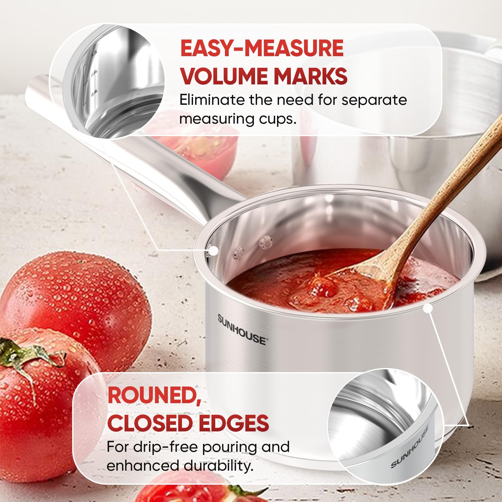 Sunhouse compatible with all cooktops, including induction, for flexible cooking.