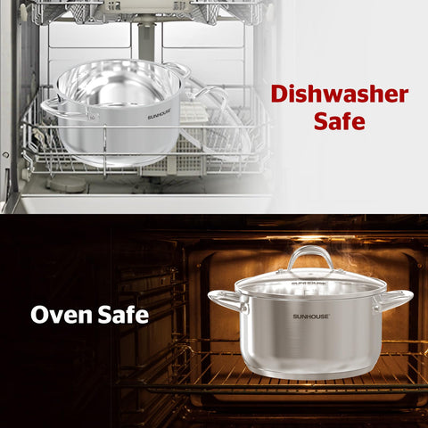 Sunhouse dishwasher-safe pot for easy cleanup after meals.