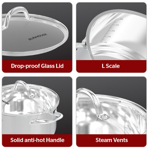 Sunhouse large-batch stock pot ideal for soups and canning.