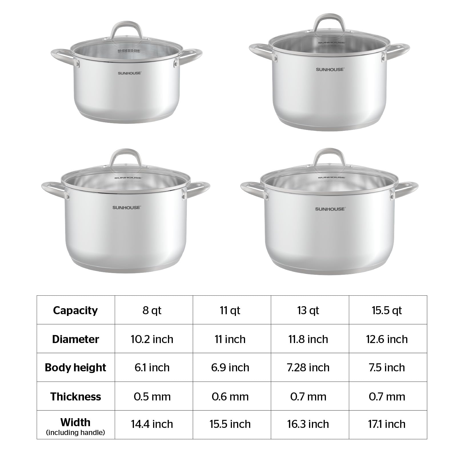 Sunhouse stockpot wide 12.6-inch diameter suits large batches.