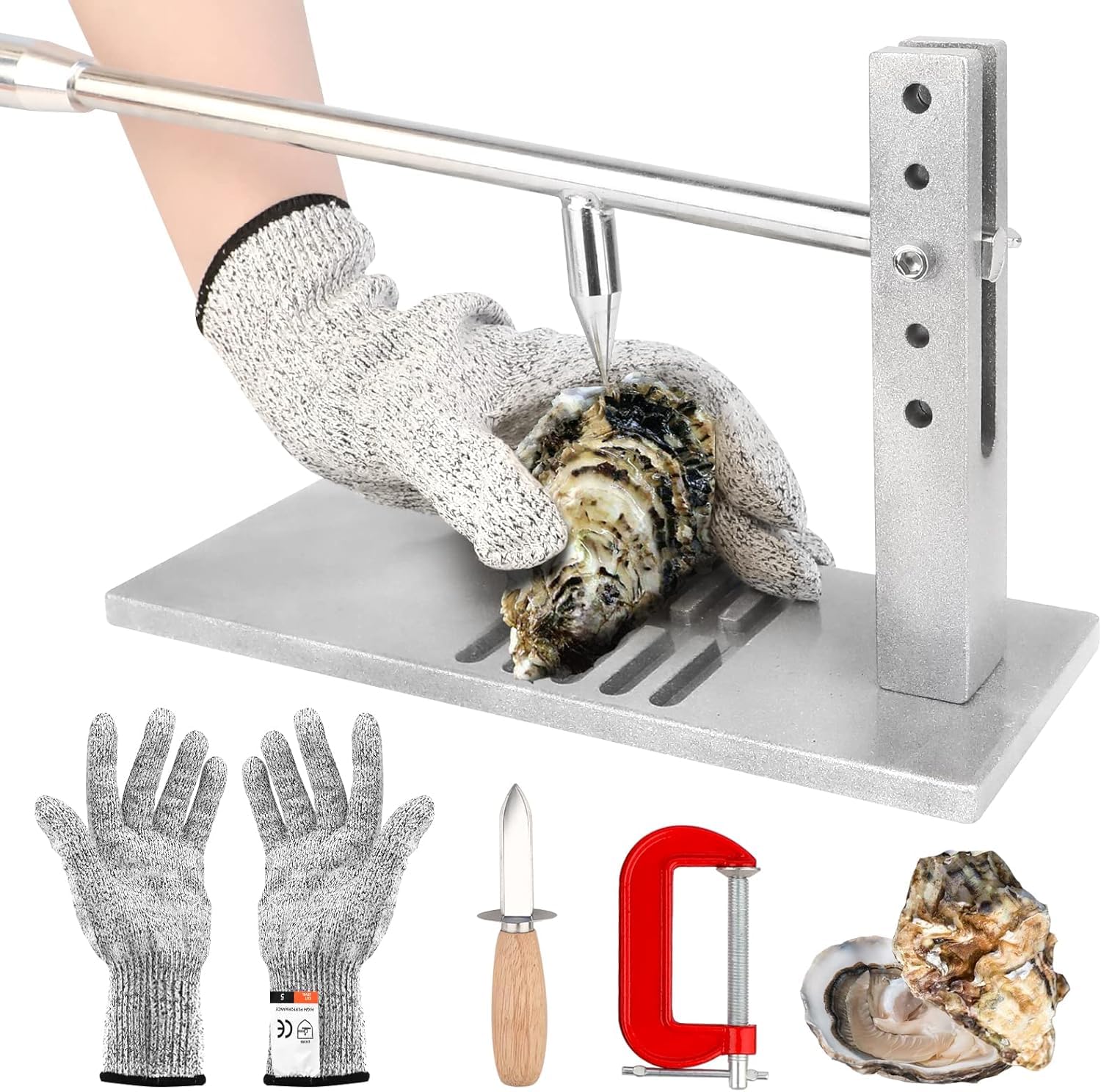 Suninlife oyster opener machine with 5-height adjustment for various oyster sizes