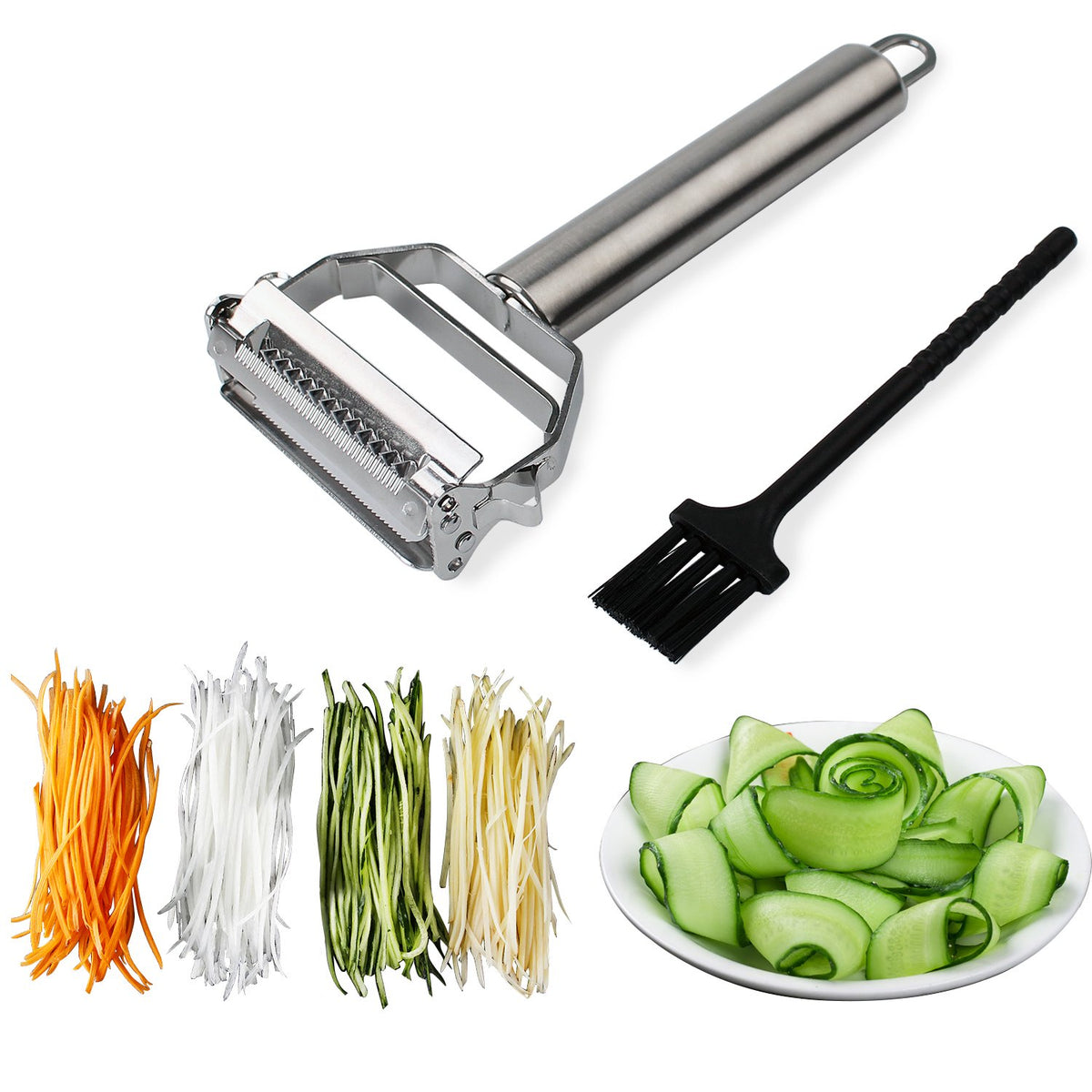 SUNKUKA julienne peeler with razor blades for crisp vegetable strips