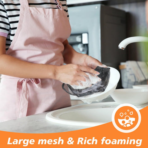 Six-pack SUNLAND Netted Dish Cloths for family kitchen use.