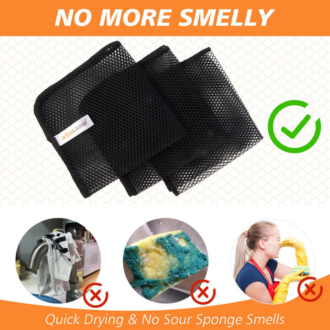 Netted pattern of SUNLAND cloth lets food particles rinse away easily.