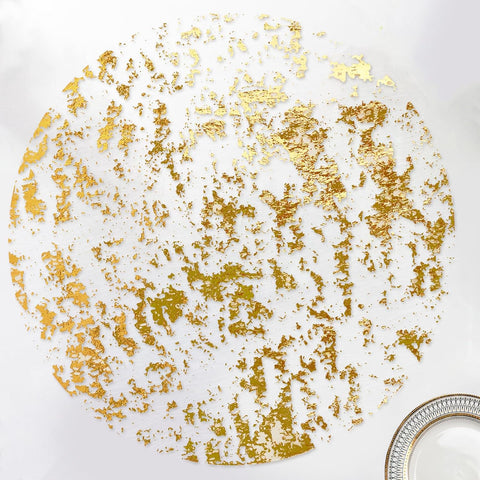 Sunlunckystar gold placemats 13 inch round mesh elevate wedding tables with metallic shimmer.