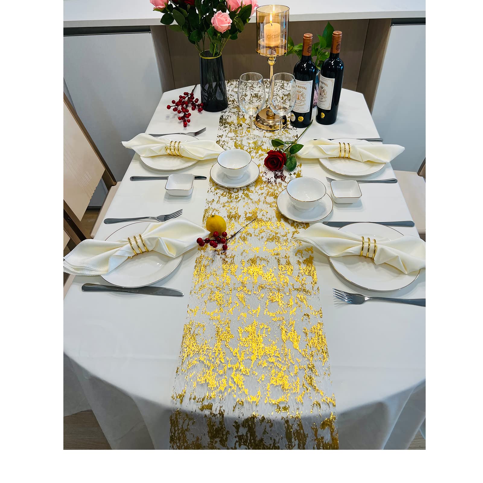 Sunlunckystar reversible gold-silver runner for versatile event styling