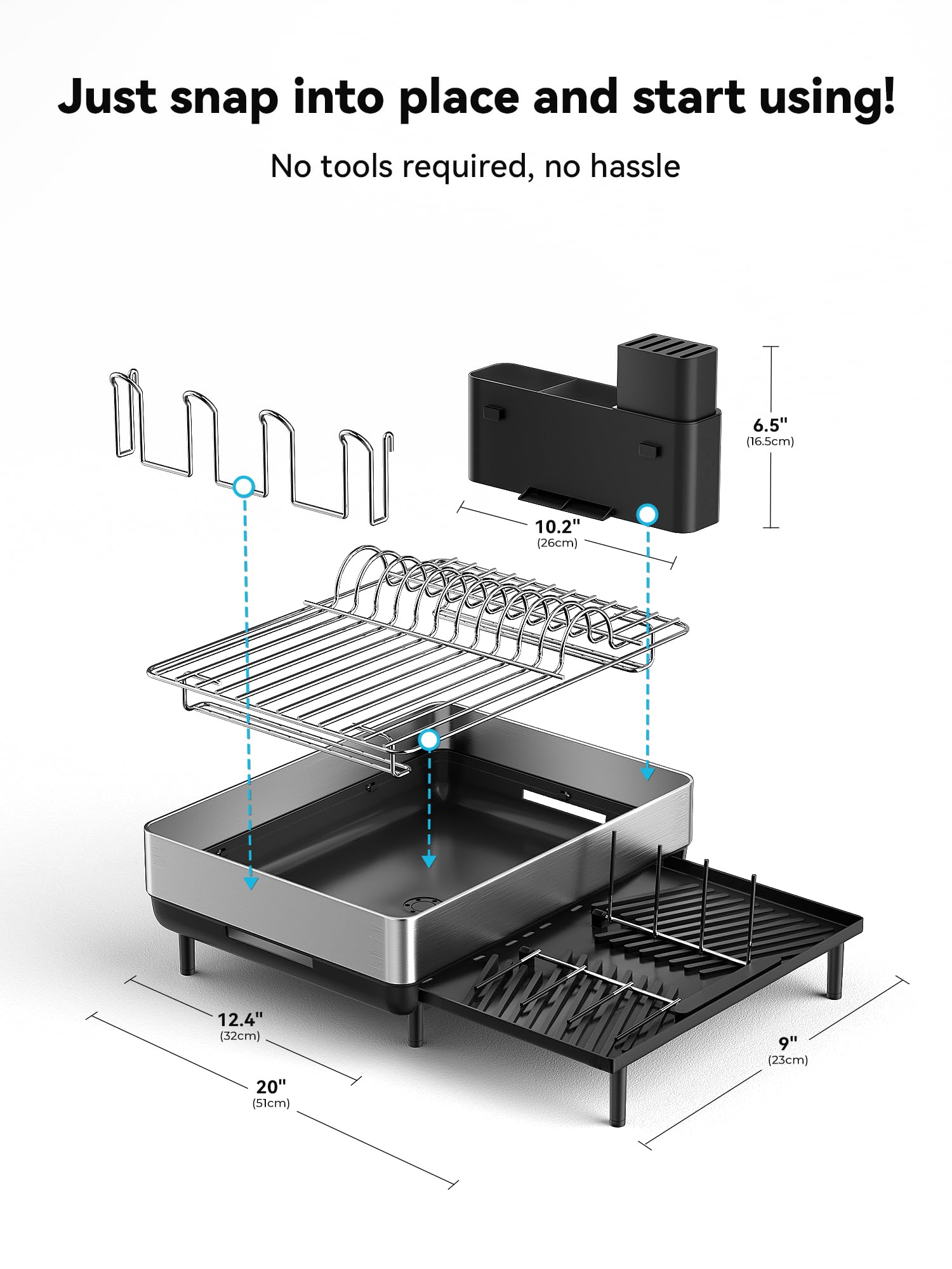 SUNLY non-slip feet protect countertops and keep the rack stable