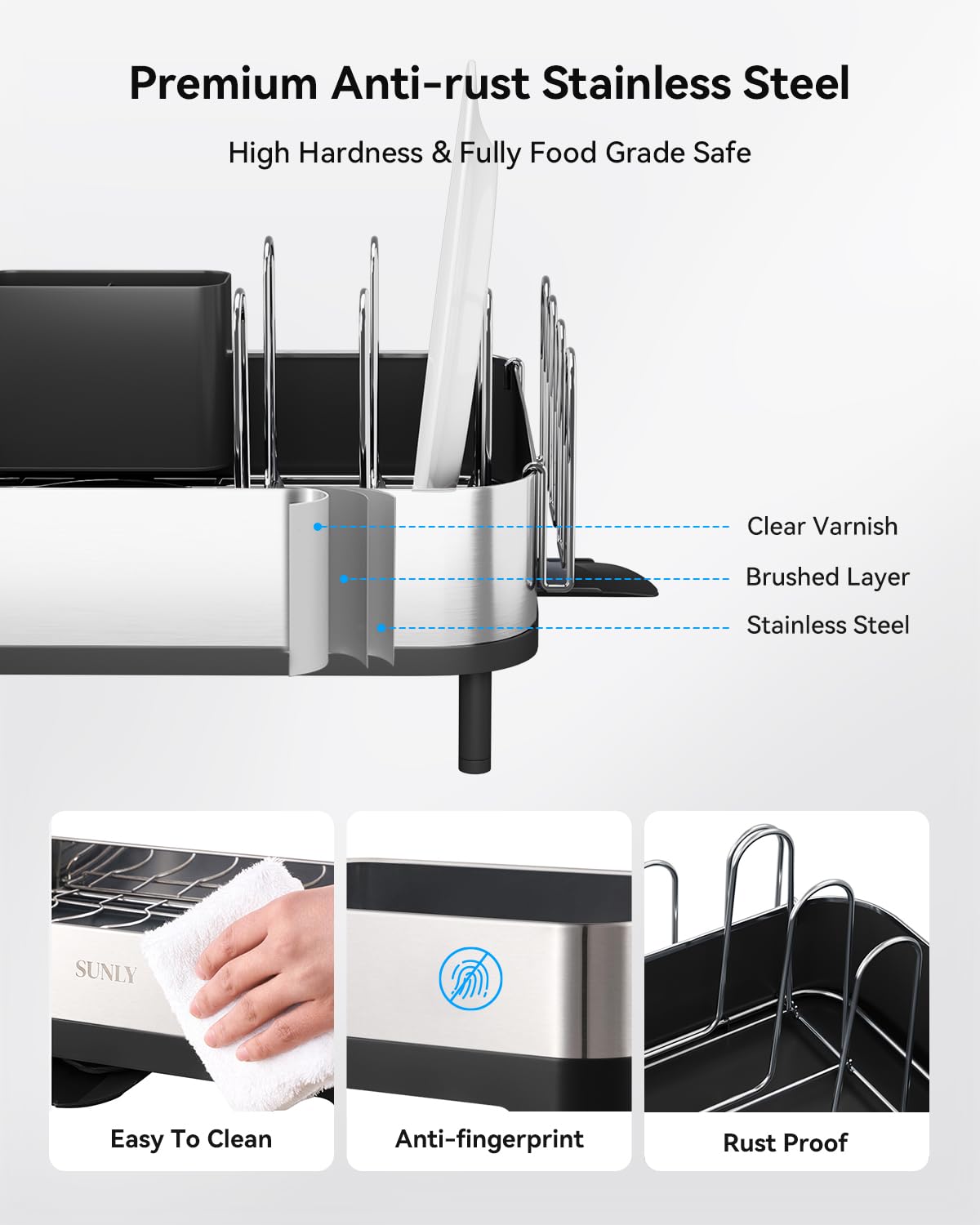 SUNLY adjustable plate rack fits various plate sizes to optimize space
