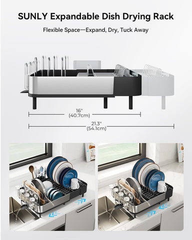 SUNLY bowl drying rack with divider stabilizes bowls and prevents tipping