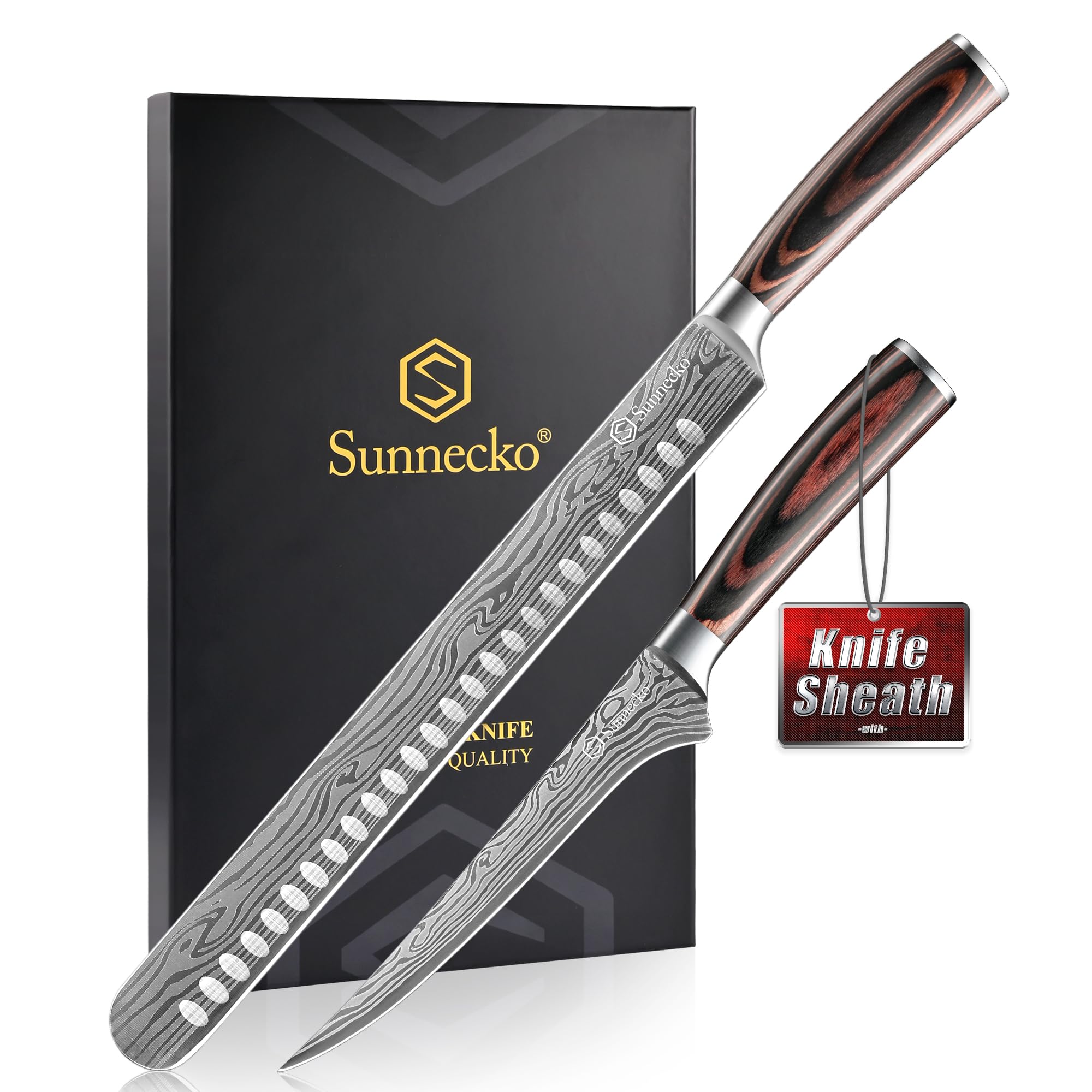 Sunnecko 12-inch brisket slicing knife for precise, even slices.