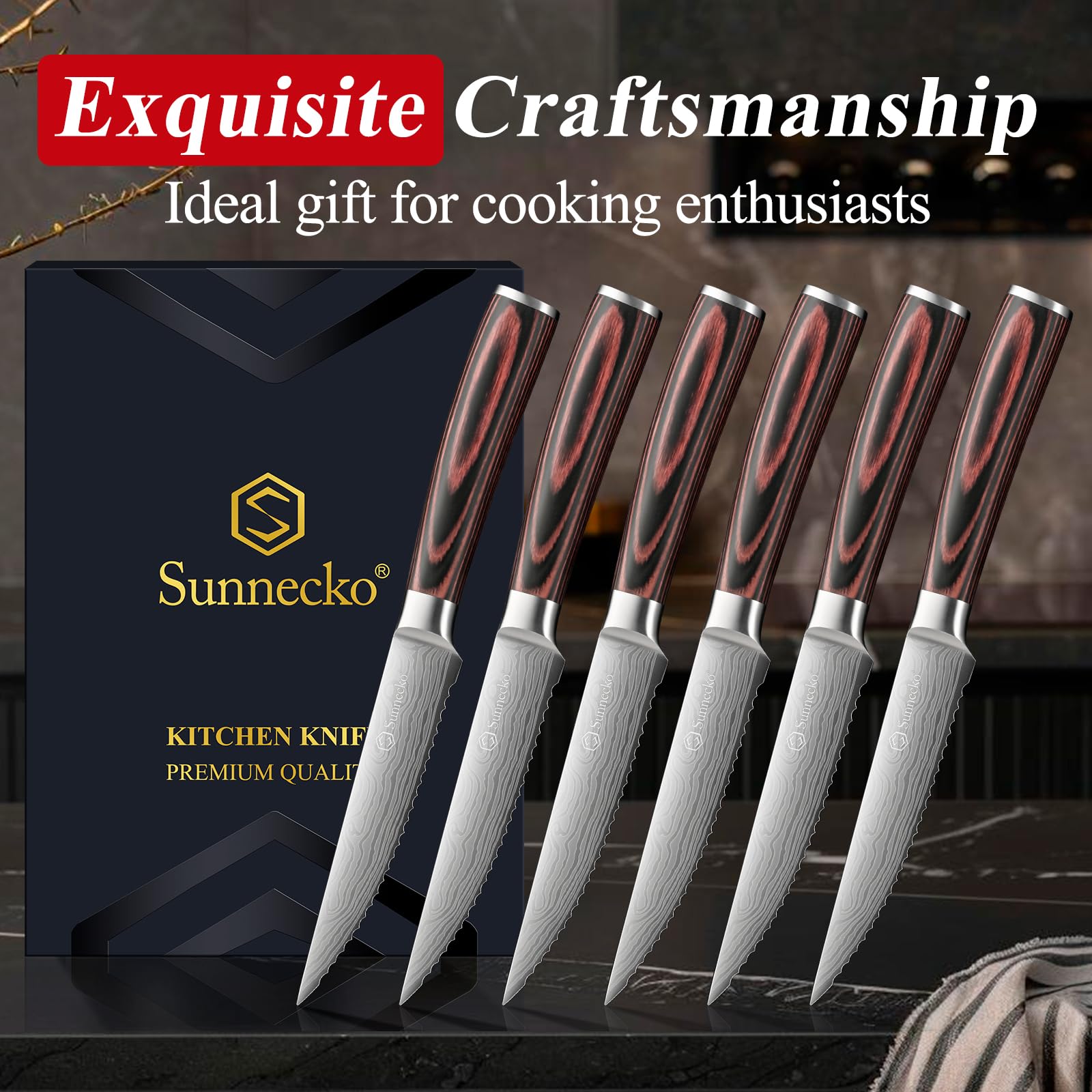 Six-piece Sunnecko knife set provides a cohesive dining experience