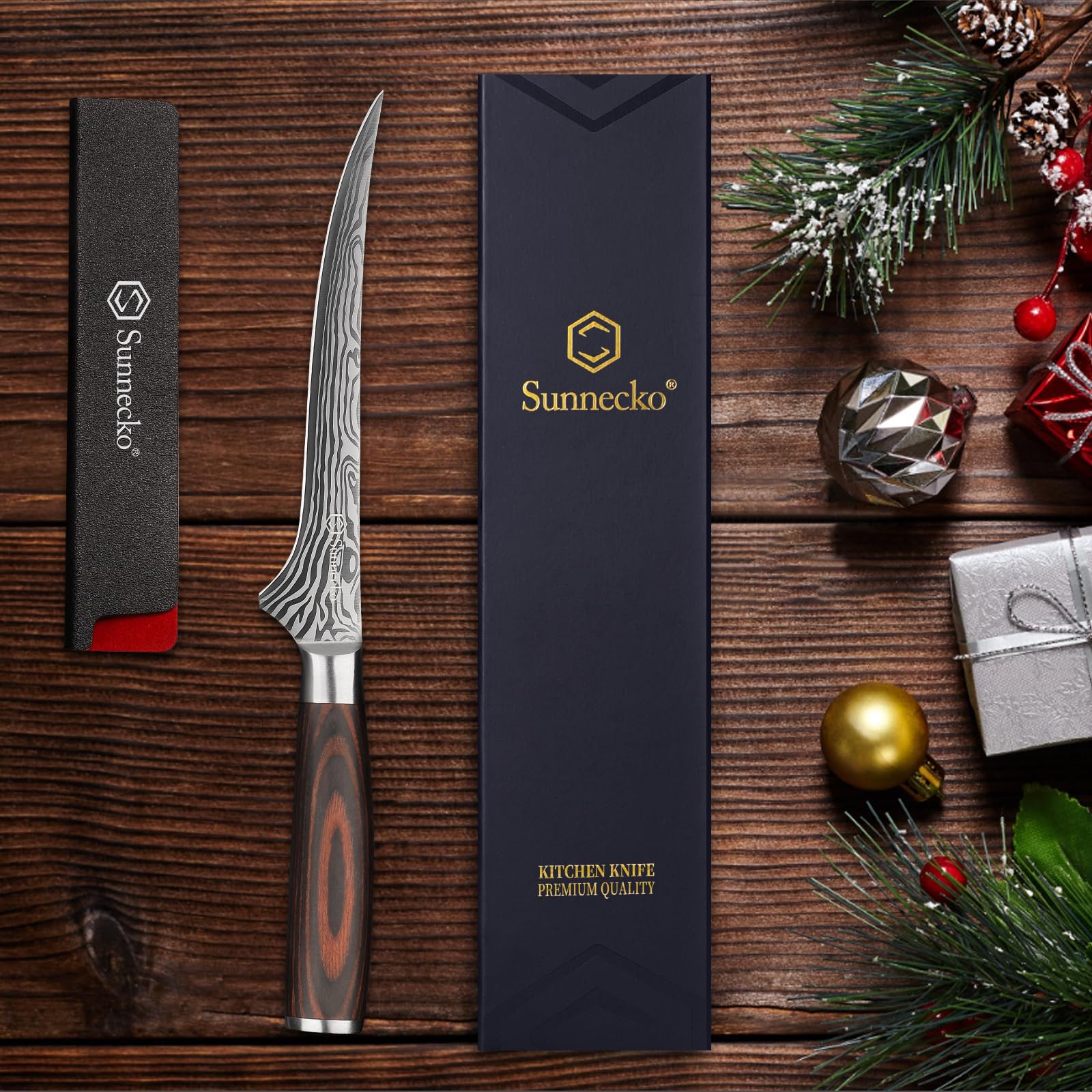 Sunnecko boning knife enables precise fish and poultry prep with ease.