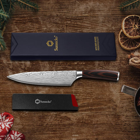 Sunnecko Chef Knife in kitchen use during everyday prep tasks