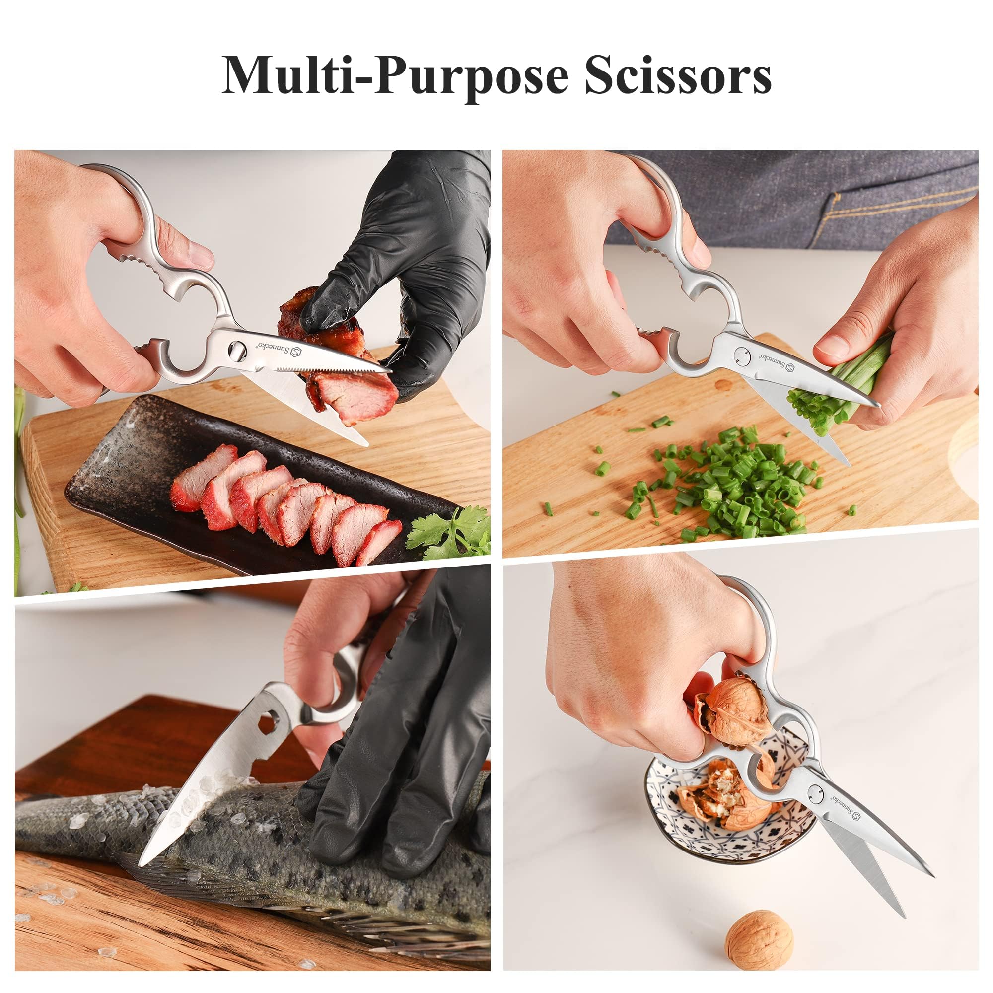 Sunnecko kitchen scissors disassemblable blades for easy cleaning