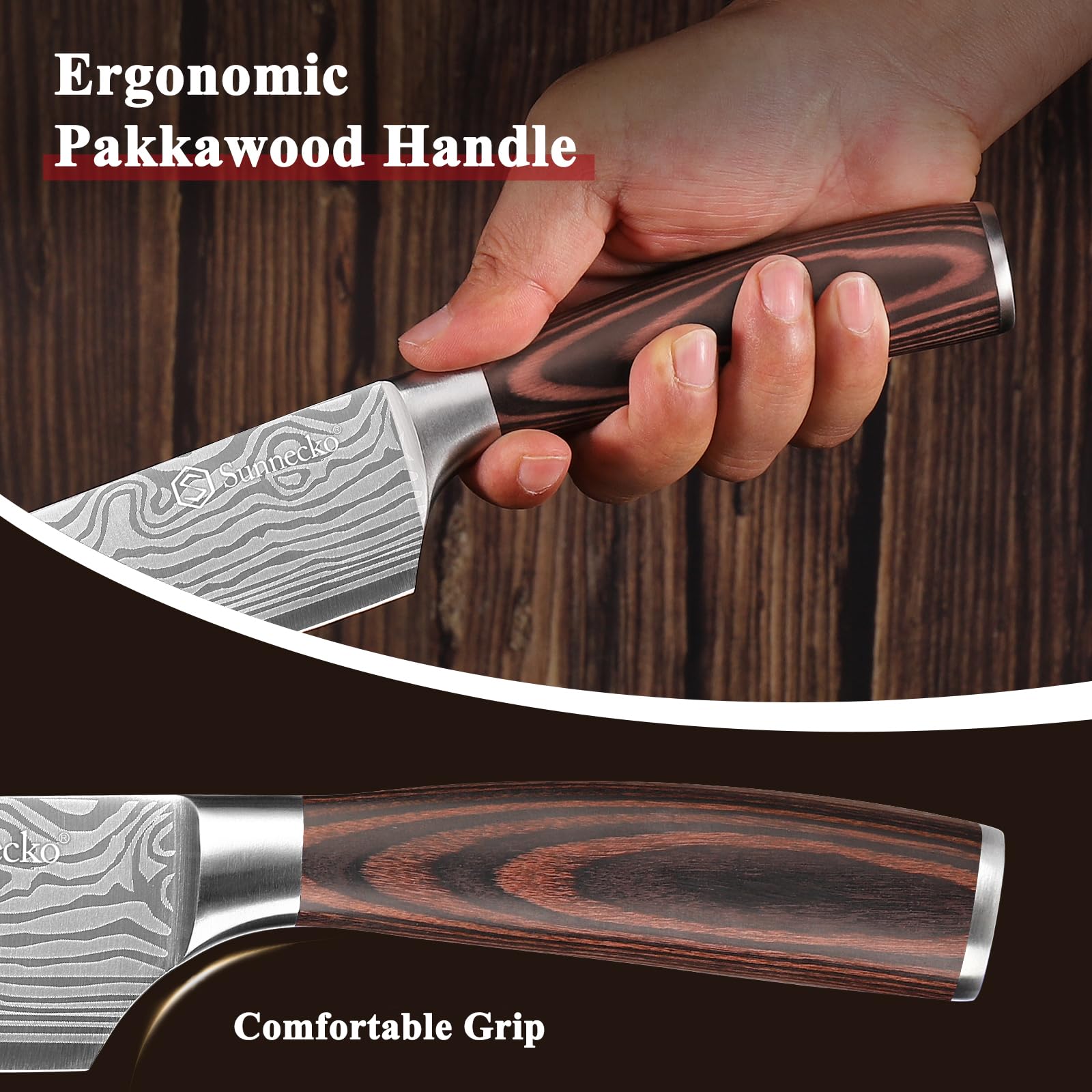 Sunnecko 3.5-inch paring knife for peeling and trimming with accuracy