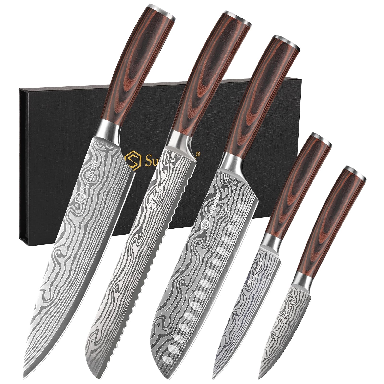 Sunnecko 8-inch chef knife with high-carbon steel for precise slicing