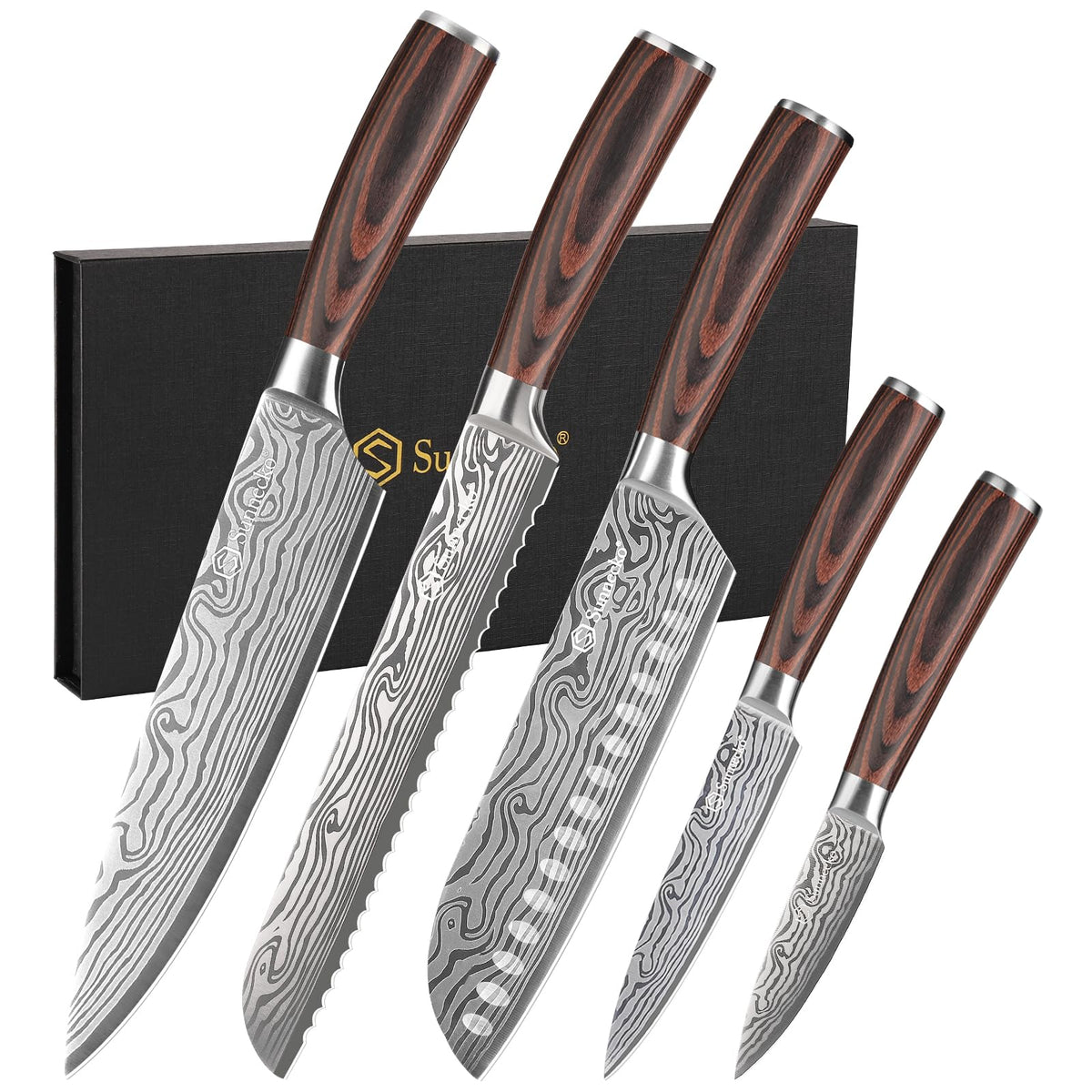Sunnecko 8-inch chef knife with high-carbon steel for precise slicing