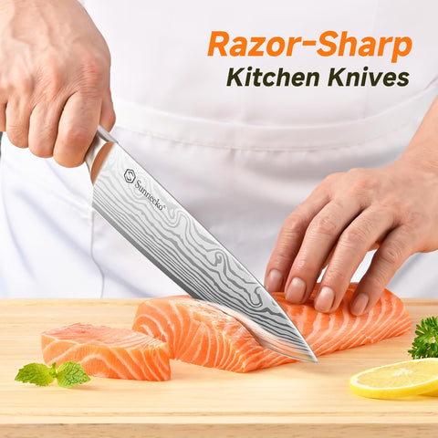 Sunnecko carving knife delivering clean, even meat portions.