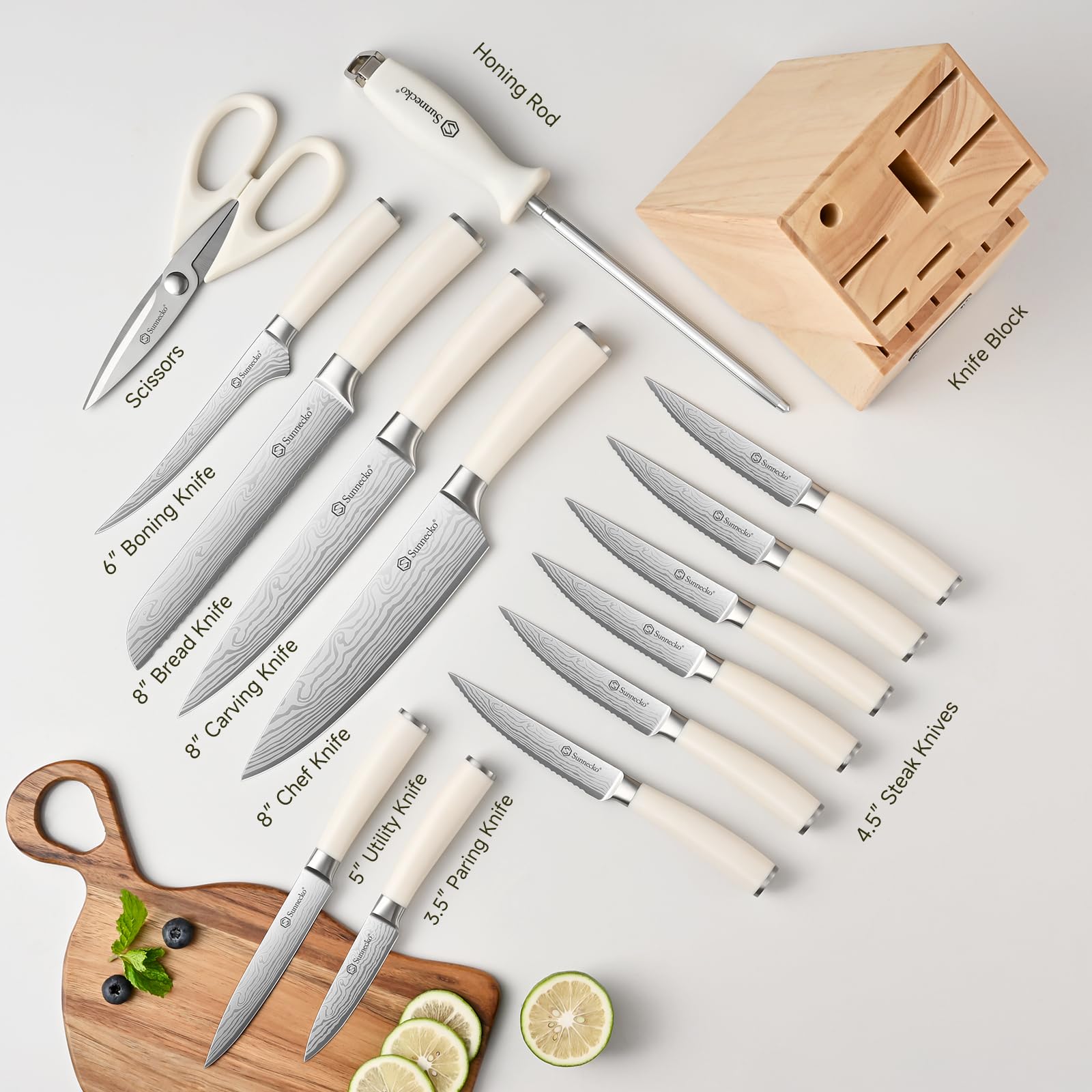 Sunnecko utility knife handles versatile prep tasks.