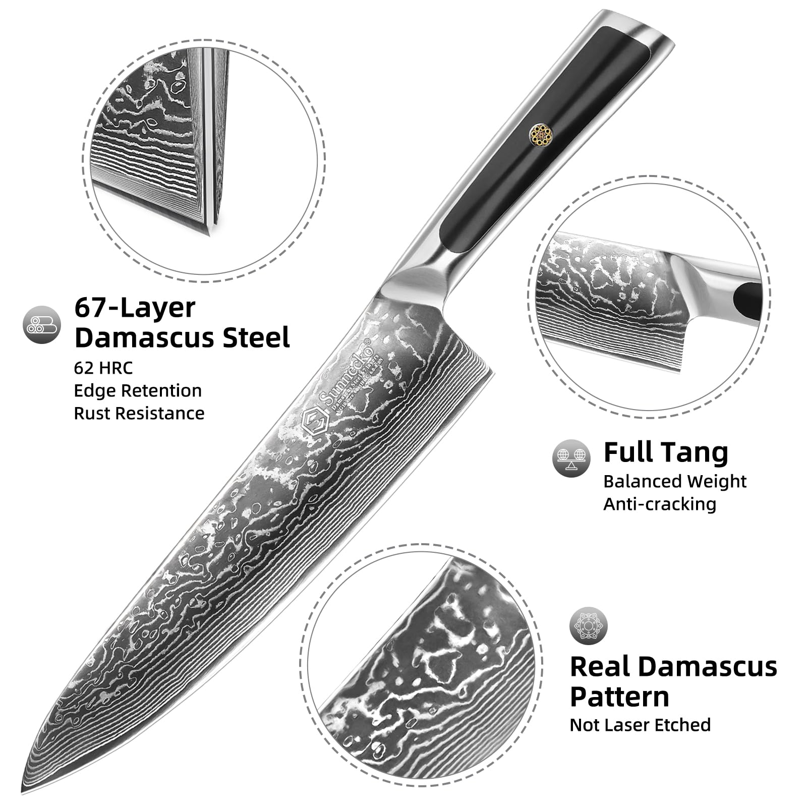 Sunnecko knife in action slicing meats and vegetables for versatile prep.