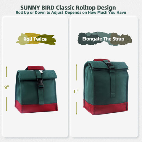 SUNNY BIRD insulated lunch bag nylon exterior, durable and humidity resistant.