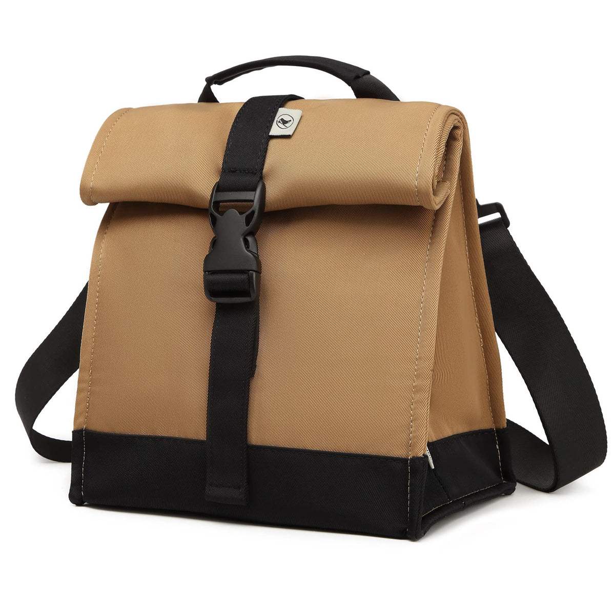 SUNNY BIRD insulated rolltop lunch bag in brown keeps meals fresh on the go.