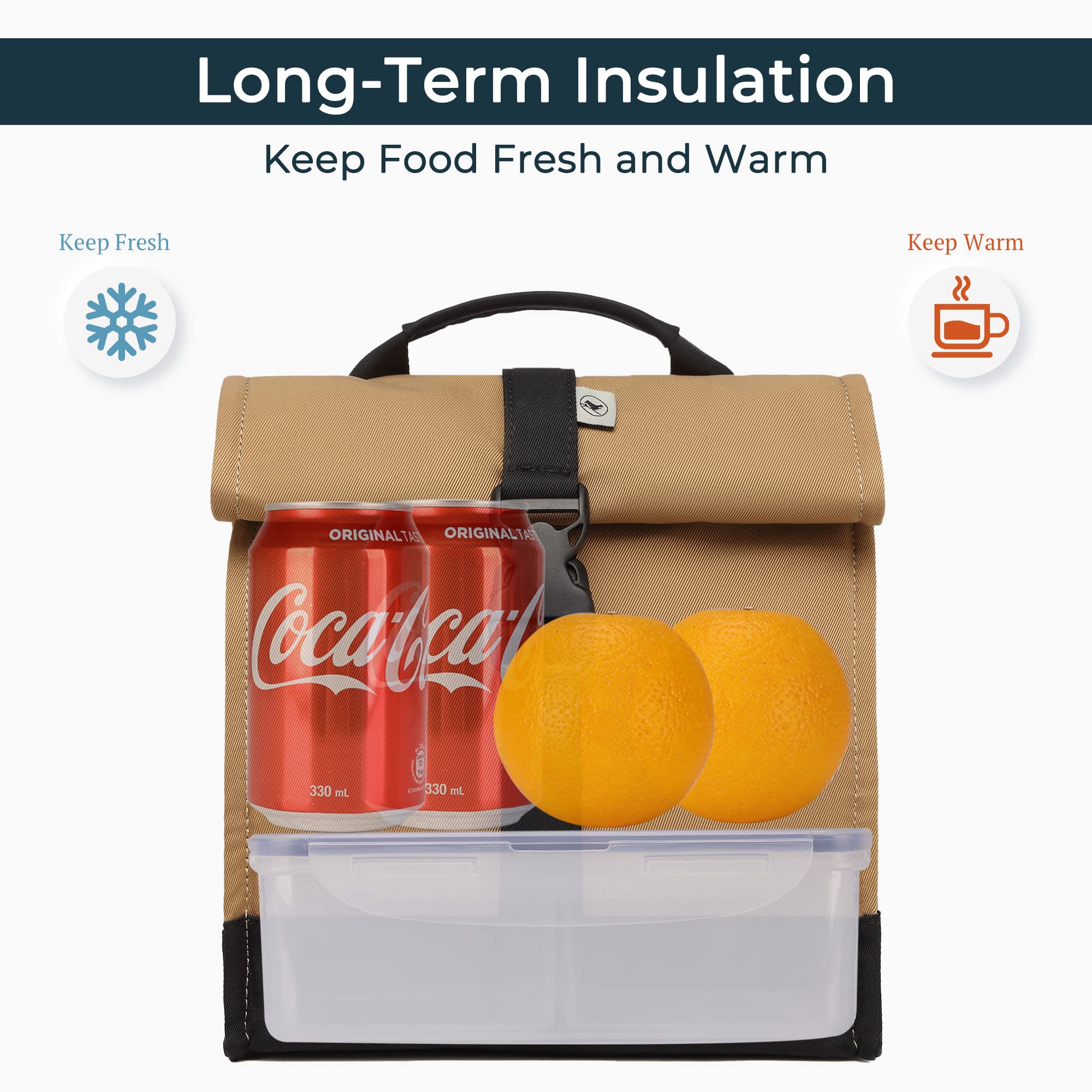 SUNNY BIRD rolltop insulation core maintains temperature during commutes.