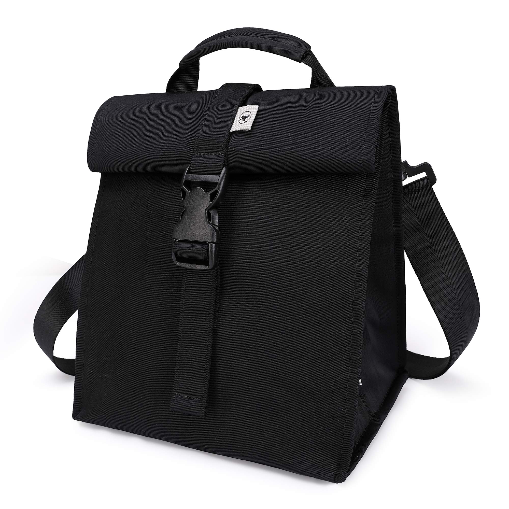 SUNNY BIRD insulated lunch bag close-up shows durable rolltop for all-day freshness.