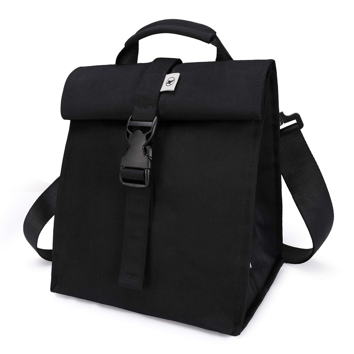 SUNNY BIRD insulated lunch bag close-up shows durable rolltop for all-day freshness.