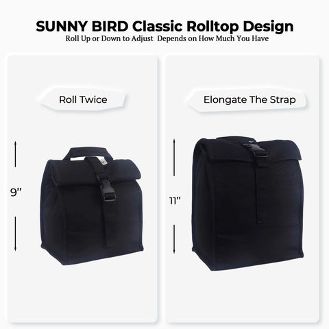 SUNNY BIRD rolltop open demonstrates spacious interior for meals.