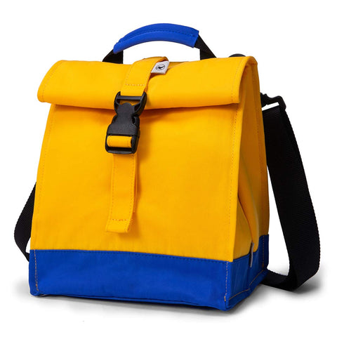 Sunny Bird rolltop lunchbag yellow with easy access for meals on the go