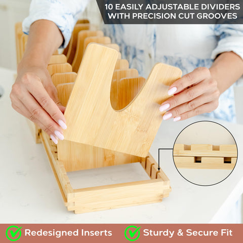 Non-slip base with silicone pads prevents slipping on shelves
