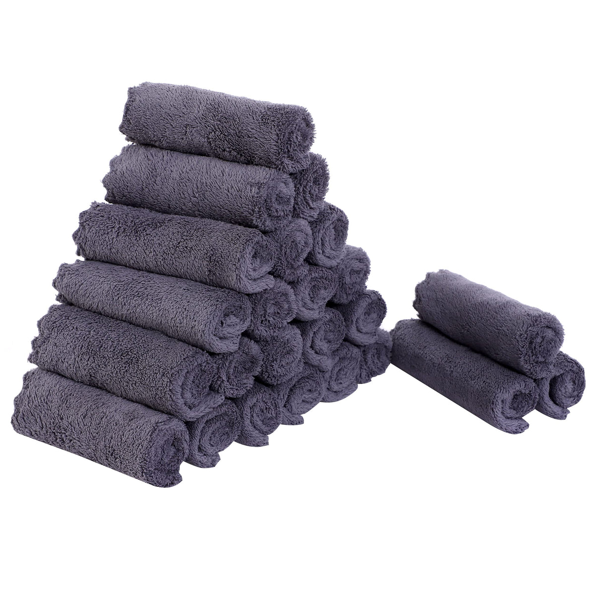 Sunny zzzZZ 24-pack dishcloths close-up shows plush coral fleece with strong absorption
