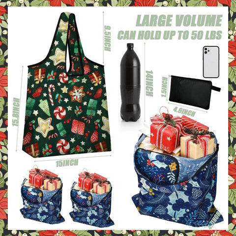 Sunnymove Christmas foldable grocery bag set for quick shopping trips.