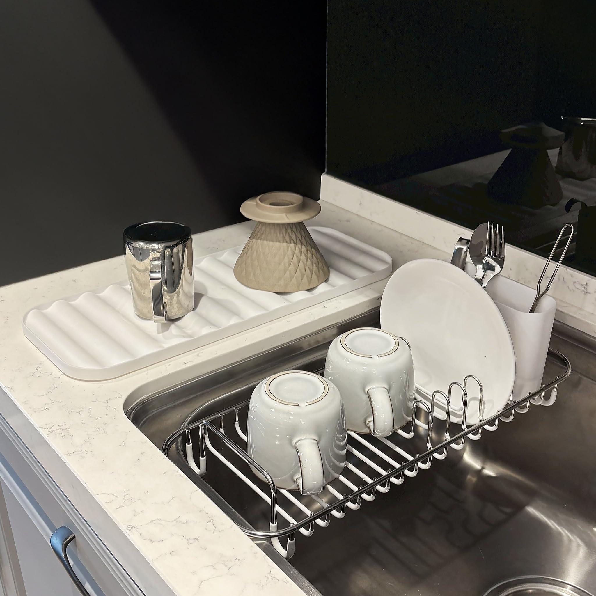SunnyPoint removable utensil holder with drainage holes speeds air drying after meals.