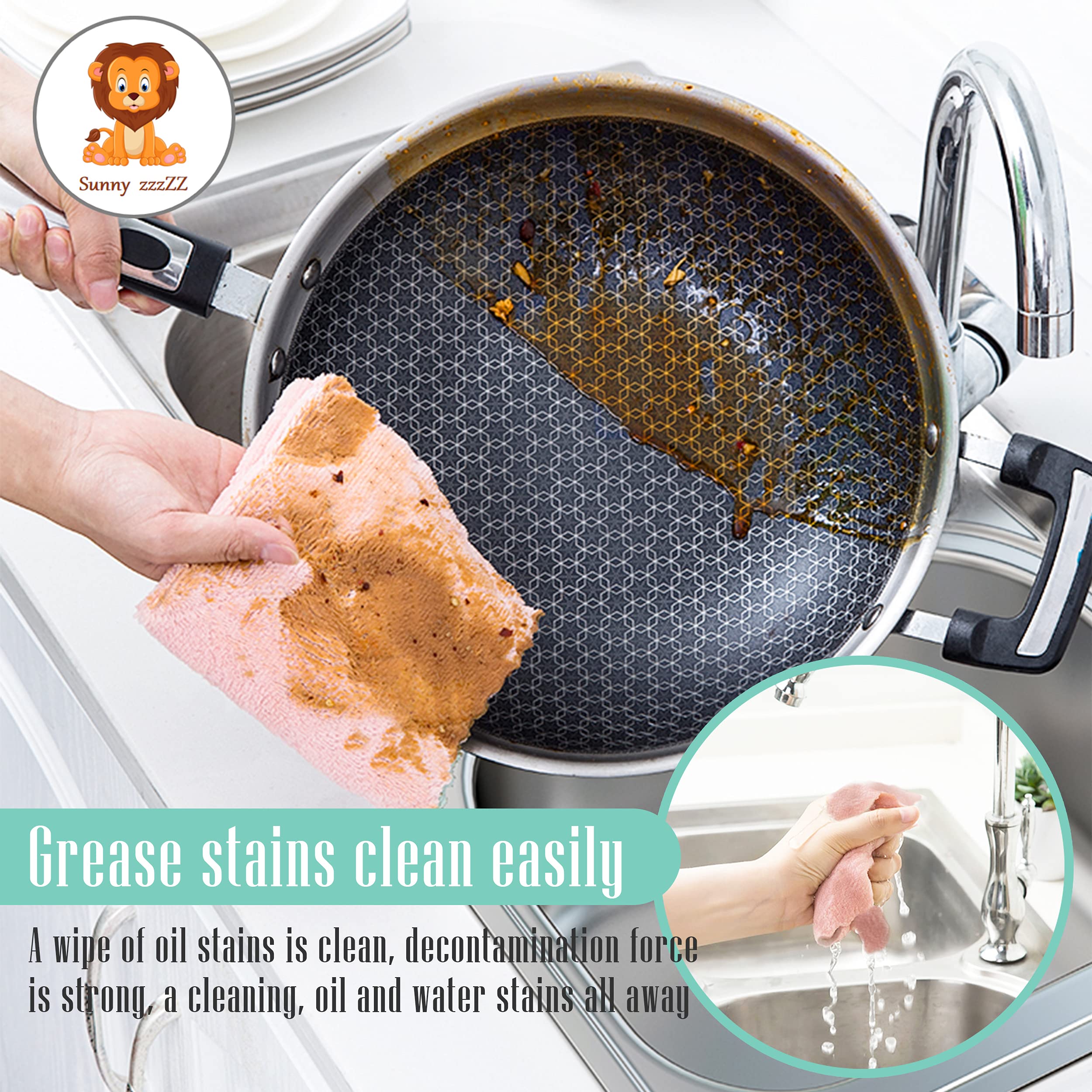Sunnyzzzz colorful piping dishcloths with durable edges for long-lasting use