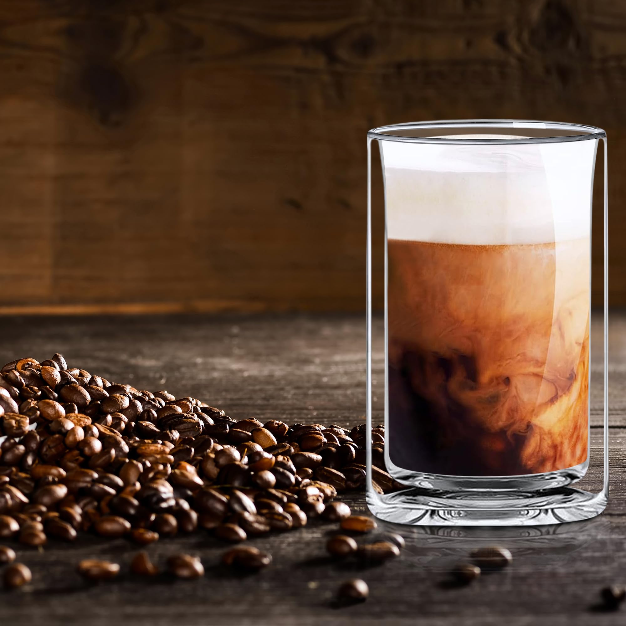 Sun's Tea 13oz milk glass suitable for hot or cold dairy drinks with clean design.