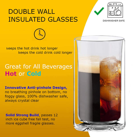 Sun's Tea 13oz soda glass double-wall keeps fizz cool and hands dry.