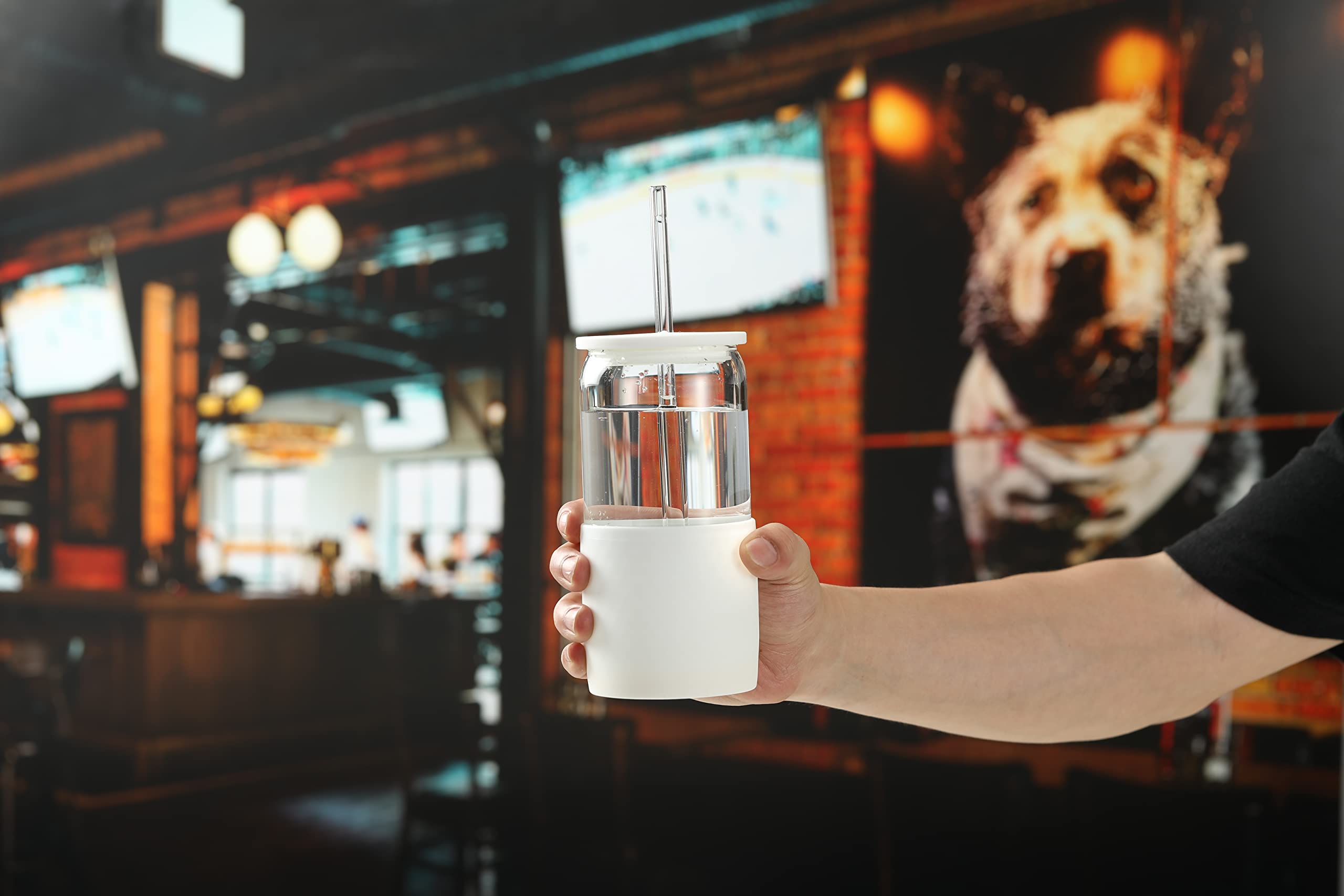Sunseeke 16oz glass tumbler with durable lid for leak-free beverages
