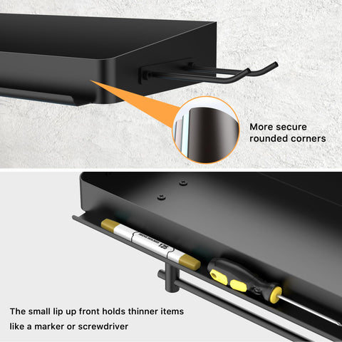 SUNTECH wall mount with hooks demonstrating quick access to tools and cleaning supplies