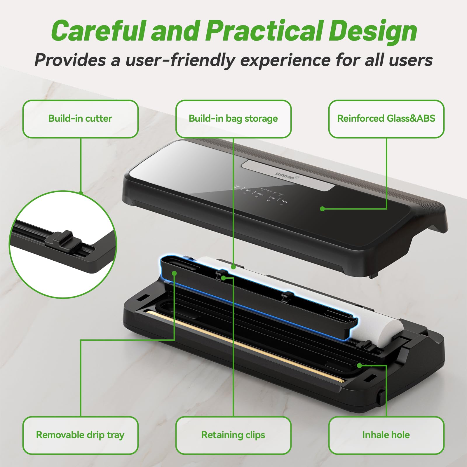 Suntree vacuum sealer pulse mode control for delicate seals.