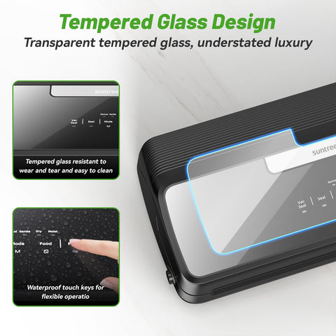 Suntree vacuum sealer wet mode operation for moist foods.