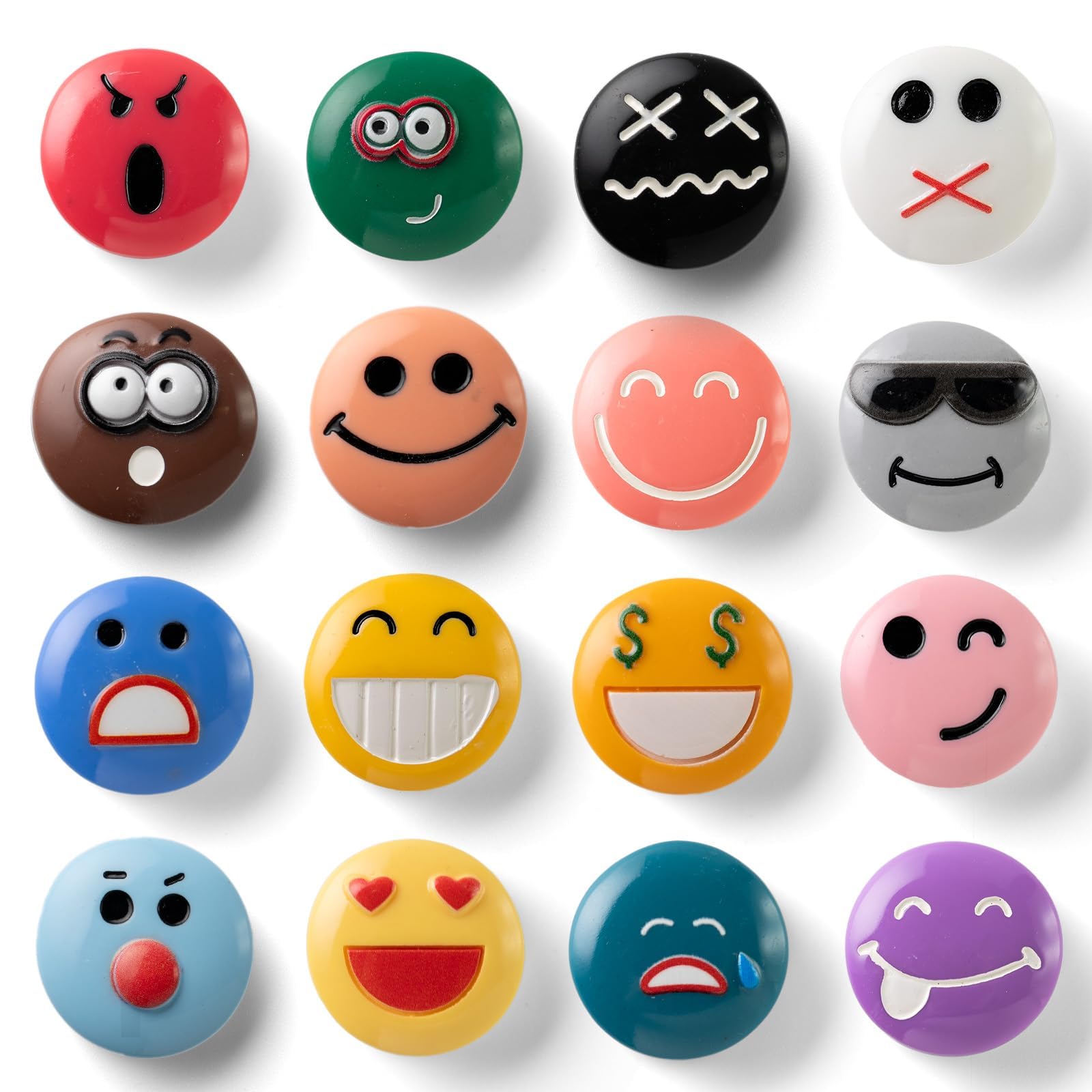 SUNURS smiley face magnets collection on fridge for fun classroom decor.