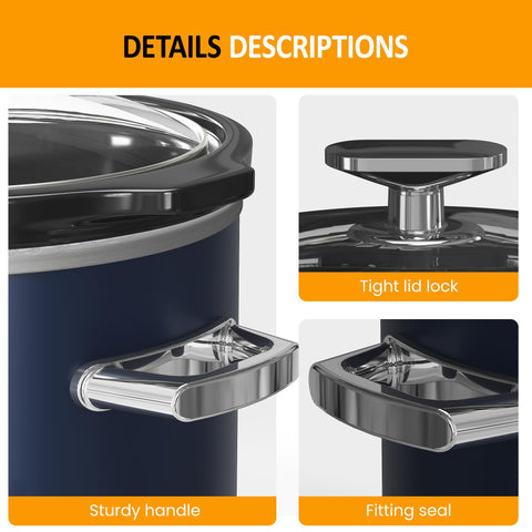 SUNVIVI blue-finish slow cooker adds stylish appeal to compact kitchens.