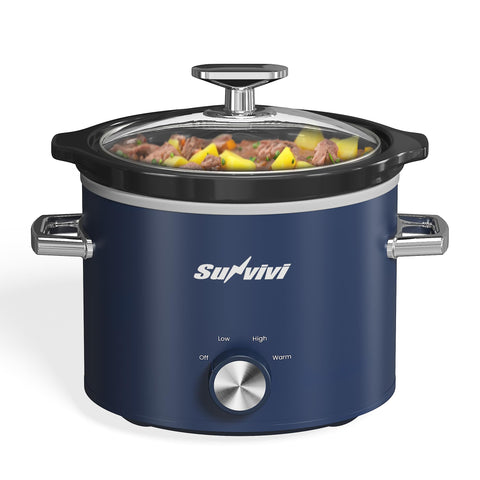 SUNVIVI 2QT slow cooker with removable ceramic pot for easy cleanup.