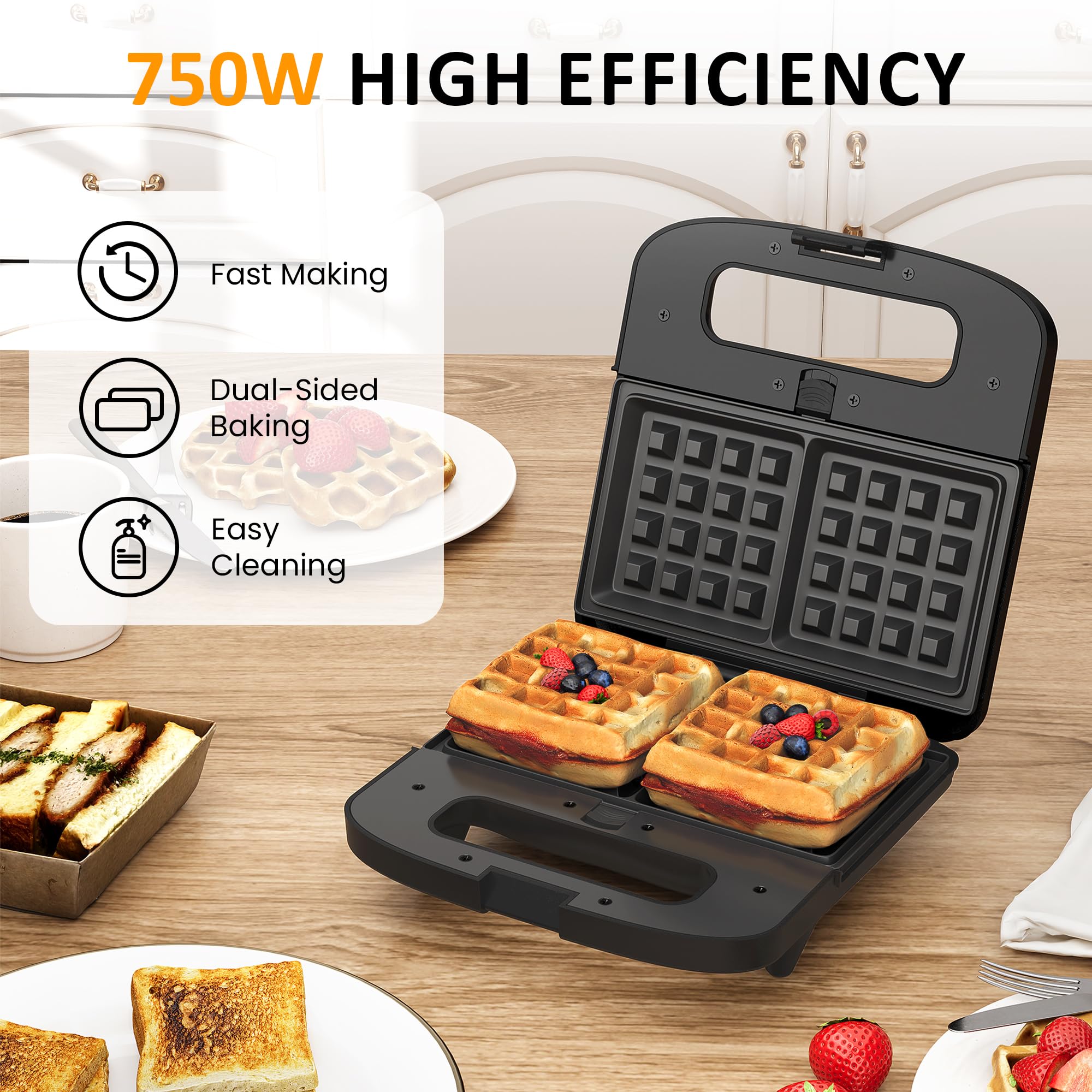 SUNVIVI 3‑in‑1 sandwich maker removable plates ease of cleaning.