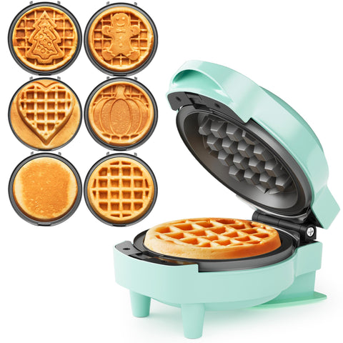 SUNVIVI 4-inch mini waffle maker front view, compact kitchen handy.