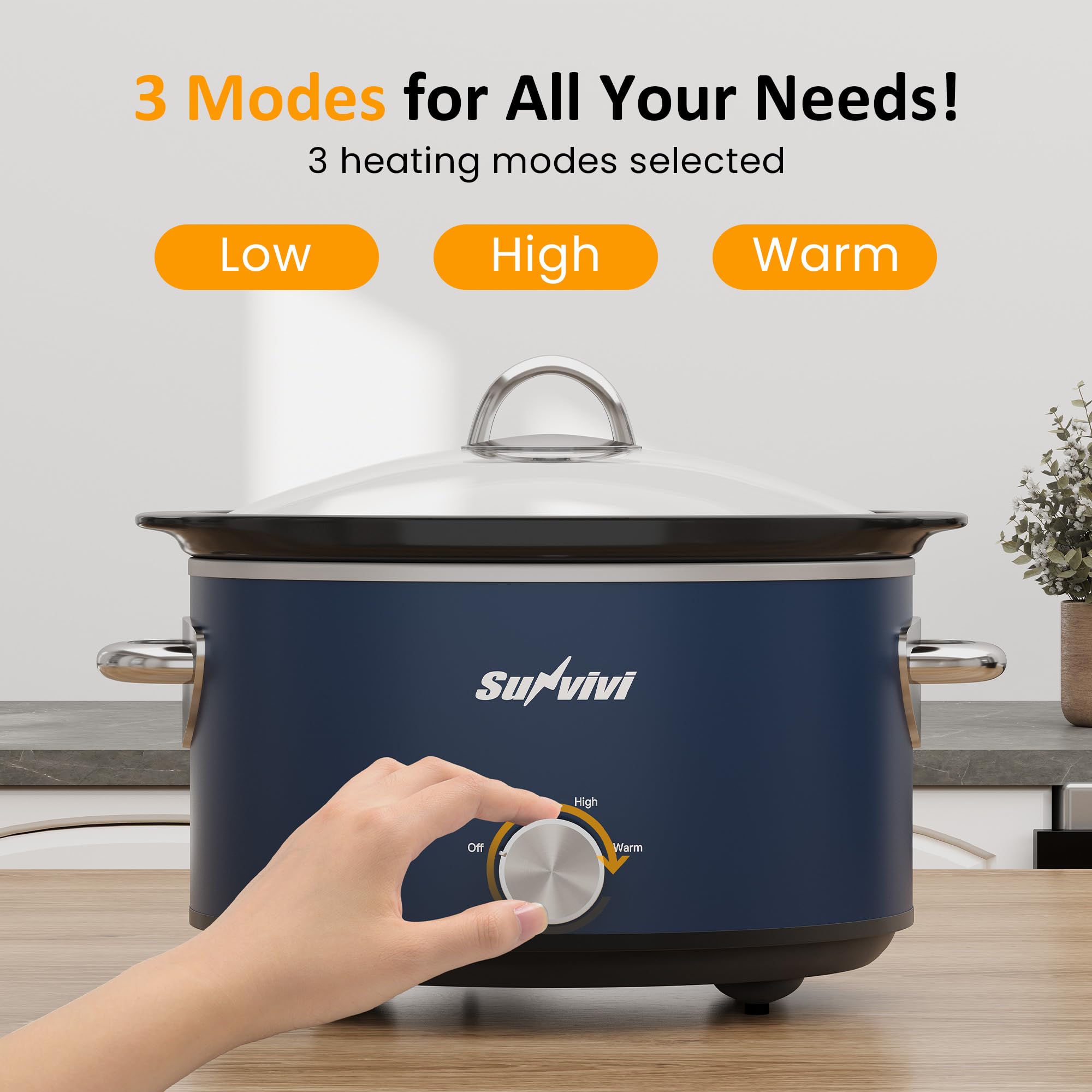 Anti-slip feet keep the Sunvivi cooker steady on tabletops.
